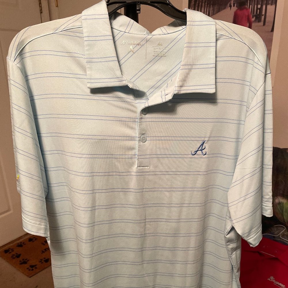 Atlanta Braves Antigua Polo Light Blue XL